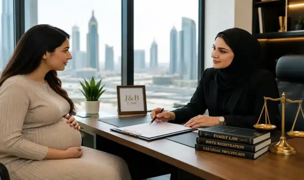 Legal consultation for unmarried pregnancy, birth registration, and newborn documentation in the UAE